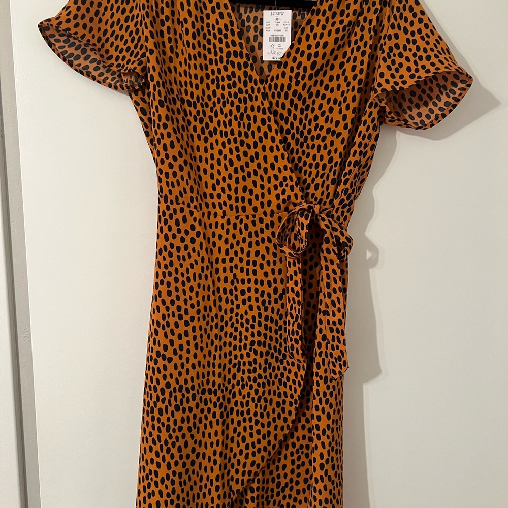 Stylish Orange Polka Dot Wrap Dress